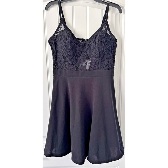 City Studios Women Juniors' Lace Corset-Top Mini Dress Black 14W - Picture 5 of 9